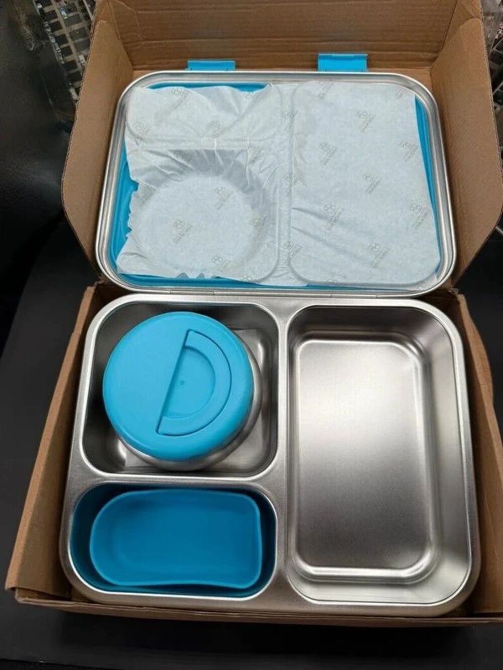 Stainless steal bento lunch box with insulated container new blue